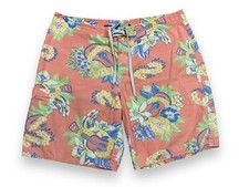 Vtg 90s Polo Ralph Lauren Swimwear Board Shorts Swim Trunks Peach Hawaiian Large