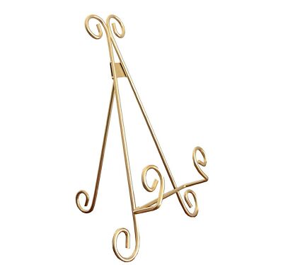 Maypes Heavy Duty Metal Artisan Curved Book Stand, Picture Frame Stand, Gold