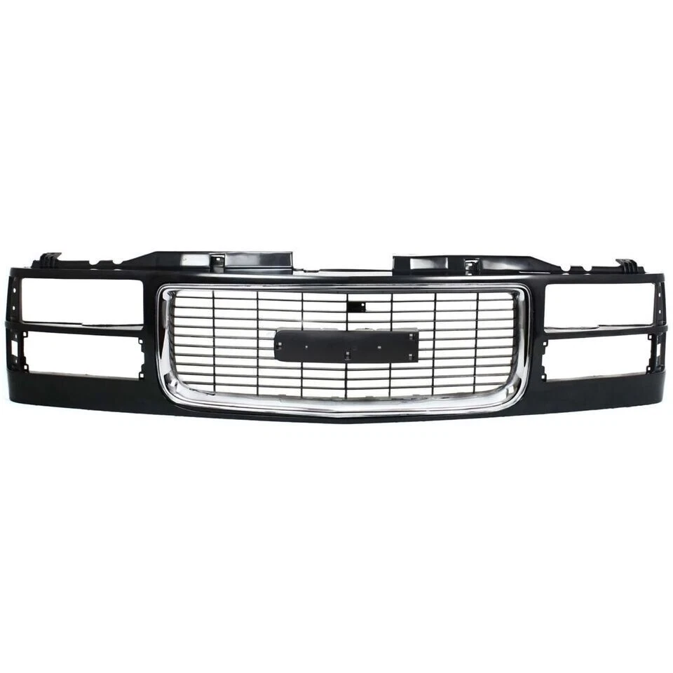 New Front Grille Black With Chrome Fits 1994-2000 GMC C/K Series / 1994-99 Yukon Foto 2 de 4