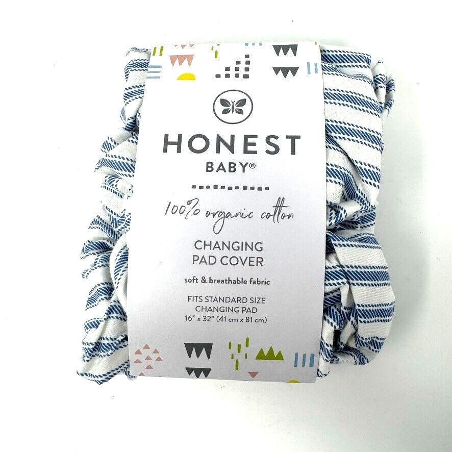 Honest Baby 100% Organic Cotton Blue Ticking Stripe Changing Pad Cover 16