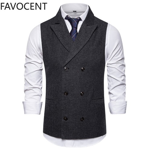 Vest Men Double Breasted Suit Vests Men 