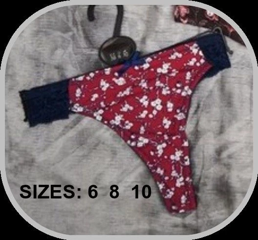 new UK SIZE 6 NEW PINK/WHITE FLORAL + BLUE LACE THONG FROM TOPSHOP BNWT - Image 1 of 1