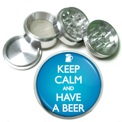 Keep Calm D6 Black metal Herb Grinder 4 Piece Hand Mueller