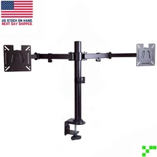 Dual-Monitor VESA Desk Mount Adjustable Arm 17-27" Screens Heavy Duty Bracket