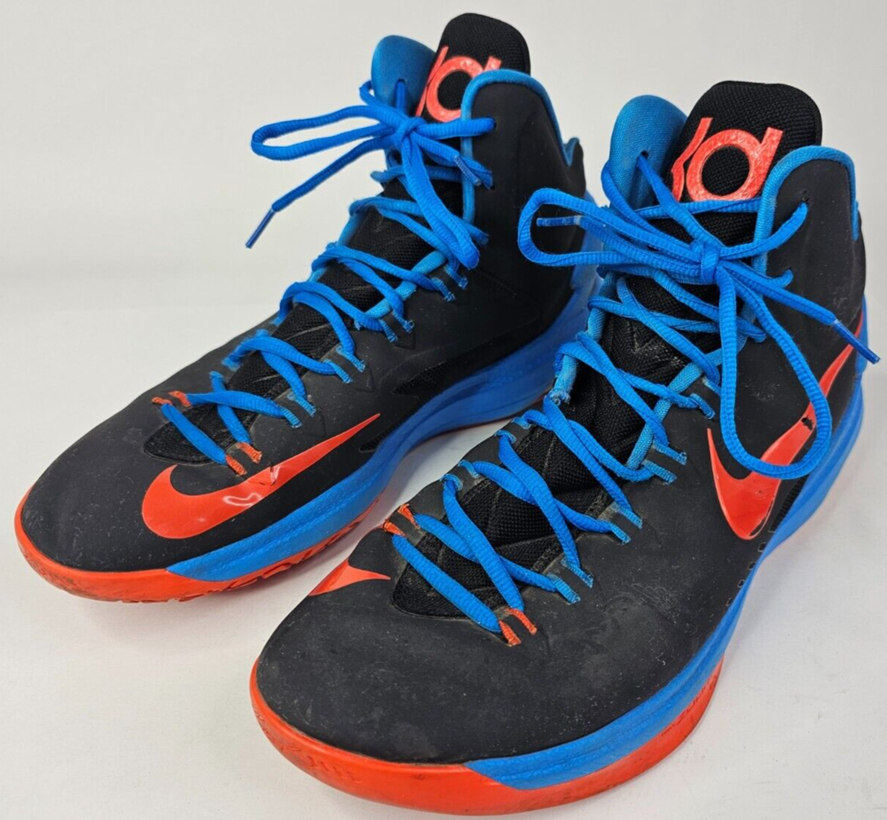 NIKE KD 5 Thunder Away 554988-048 (Size 12) Black/Orange/Blue Basketball Shoes
