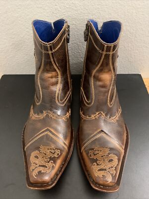 Mark Nason Brown Distressed Leather Dragon Boot with Brass Studs Men\'s Size 10 Mark Nason | Shoes | Mark Nanson Distressed Dragon Leather  main image 4