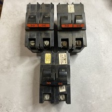  3 FPE Federal Pacific NA230 Stab Lok 30 Amp 2 Pole Circuit Breaker Thick Red