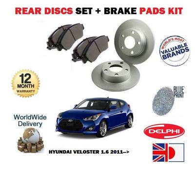Veloster R Rear Disc FOR HYUNDAI VELOSTER 1.6 + TURBO 2011- NEW REAR BRAKE DISCS SET + DISC ...