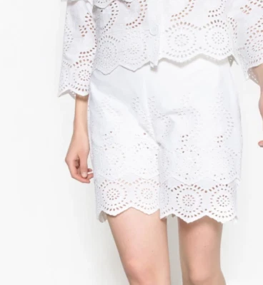 Ravissant Short Bermuda Mademoiselle R Broderie Coton Blanc T.M NEUF+ETQ - Photo 1/4