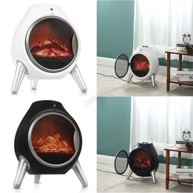 2kw LED Backlit Glass Wall Mounted FoxHunter Electric Log Fire Heater Oval