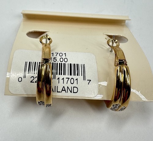 Vintage römische goldfarbene Doppel Creolen Strass Kristall OHRRINGE - Bild 5 von 7