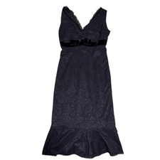 Betsey Johnson Vintage Black Velvet Bow Knee Length Dress Size 4