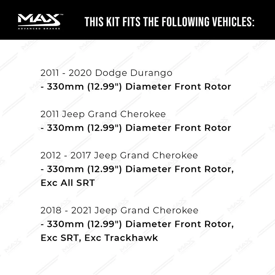 Front Drilled Brake Rotors + Pads for 2011-2020 Durango Grand Cherokee Foto 3 de 4