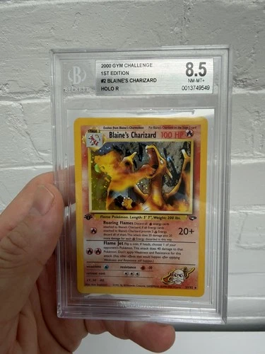 2000 Pokemon Gym Challenge 2/132 Blaine's Charizard Holo BGS 8.5