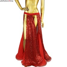 New Shiny Sequined Costume Skirts for Women Girl Belly Dance Long Skirt