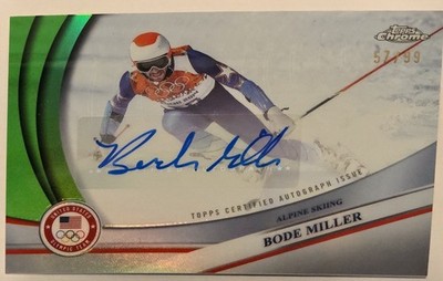 Bode Miller 2026 Topps Chrome US Winter Olympics, Green Auto #57/99