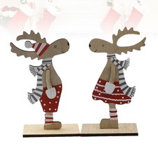  2 STÜCKE Paare Elch Desktop Schmuck Cartoon Elch Dekorative Handwerk Holz