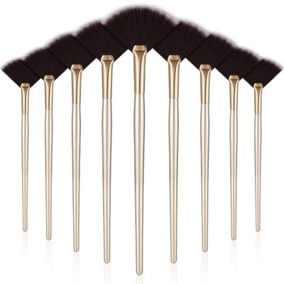 9pcs Facial Fan Mask Brushes Soft Applicator for Mud, Peel & Cream (Brown)