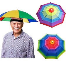 3 Pieces Rainbow Umbrella Hats Camouflage Fishing Cap Beach Umbrella Headband