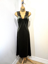 NWT Y2K Velvet Slip Dress Small Green Lace Strap Whimsigoth Fairy Grunge Deep V