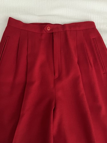 Pantalone donna vintage taglia 10 100% lana rosso vita alta plissettato foderato usato in ottime condizioni - Foto 3 di 12