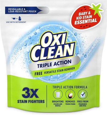 OxiClean Triple Action Free Versatile Stain Remover Powder Brightens Colors 4Lb