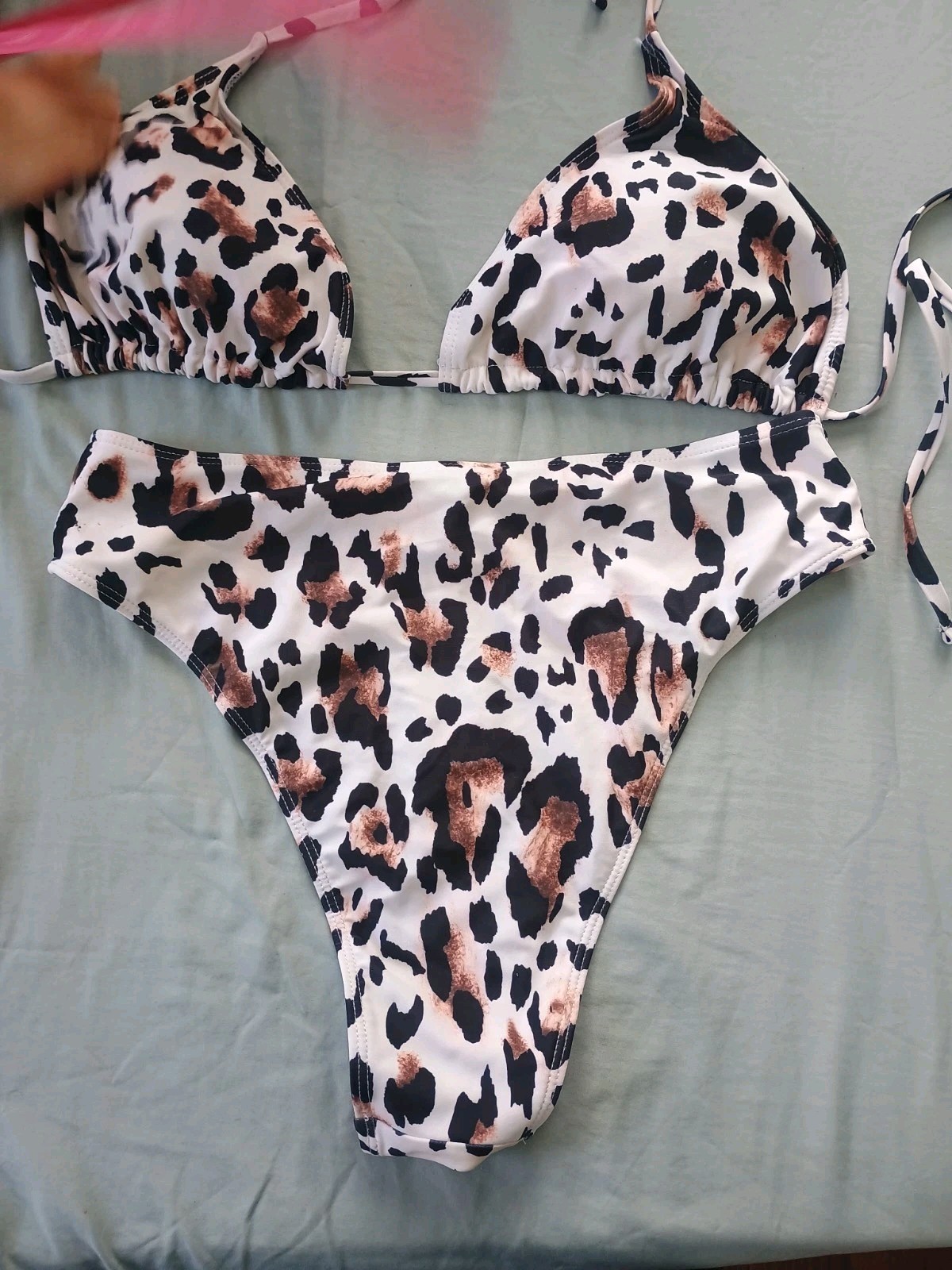 Triangle String Bikini Leopard High Waist XL Chee… - image 3