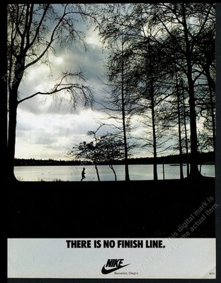 1979 Nike There Is No Finish Line running shoe runner photo vintage print ad