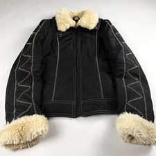 Womens Vintage Faux Fur Trim Jacket Black Win...
