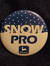 John Deere "Snow Pro" Advertising Pinback Button Snowmobile Snowblower