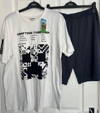 BNWT M&S Boys White T-shirt & Shorts Minecraft™ Pure Cotton Pyjamas: 15-16 Years