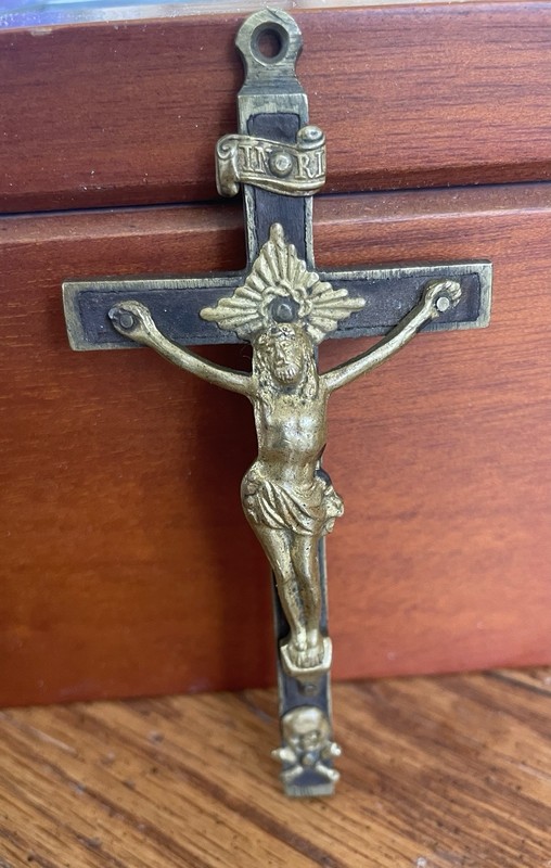 Italy Circa 1900 Crucifix Cross Skull & Crossbones "INRI"