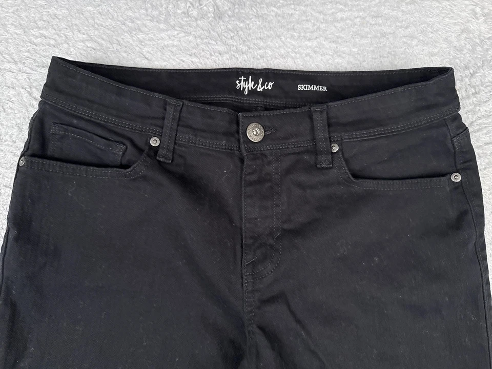 Pantalones Cortos Style & Co Para Mujer 10 Negros Skimmer Bermudas Puño Rodante Elastizados 5 Bolsillos Foto 4 de 4