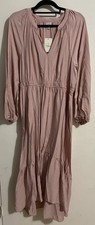 A New Day M Pink V-Neck Long Sleeve Midi A-Line Dress Pullover