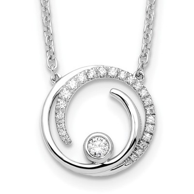 14k Weißgold 1/5 Kt Lab gezüchteter Diamant Wirbel Kreis Design Anhänger Halskette 18''