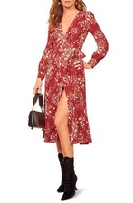 REFORMATION Susanna Midi Wrap Dress Bryce Floral Print Sustainable XS NWT $248