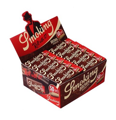 1 Box (50x) Smoking Brown Filtertips 50er Medium Size perforiert unbleached Tips