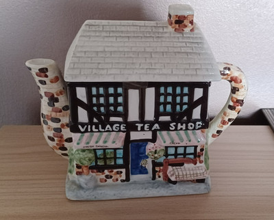 Vintage Village Tea Shop Sammlerstück Teekanne von Annie Rowe Top Zustand
