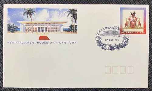 1994 New Parliament House Darwin PSE Cover Canberra Civic Square Postmark