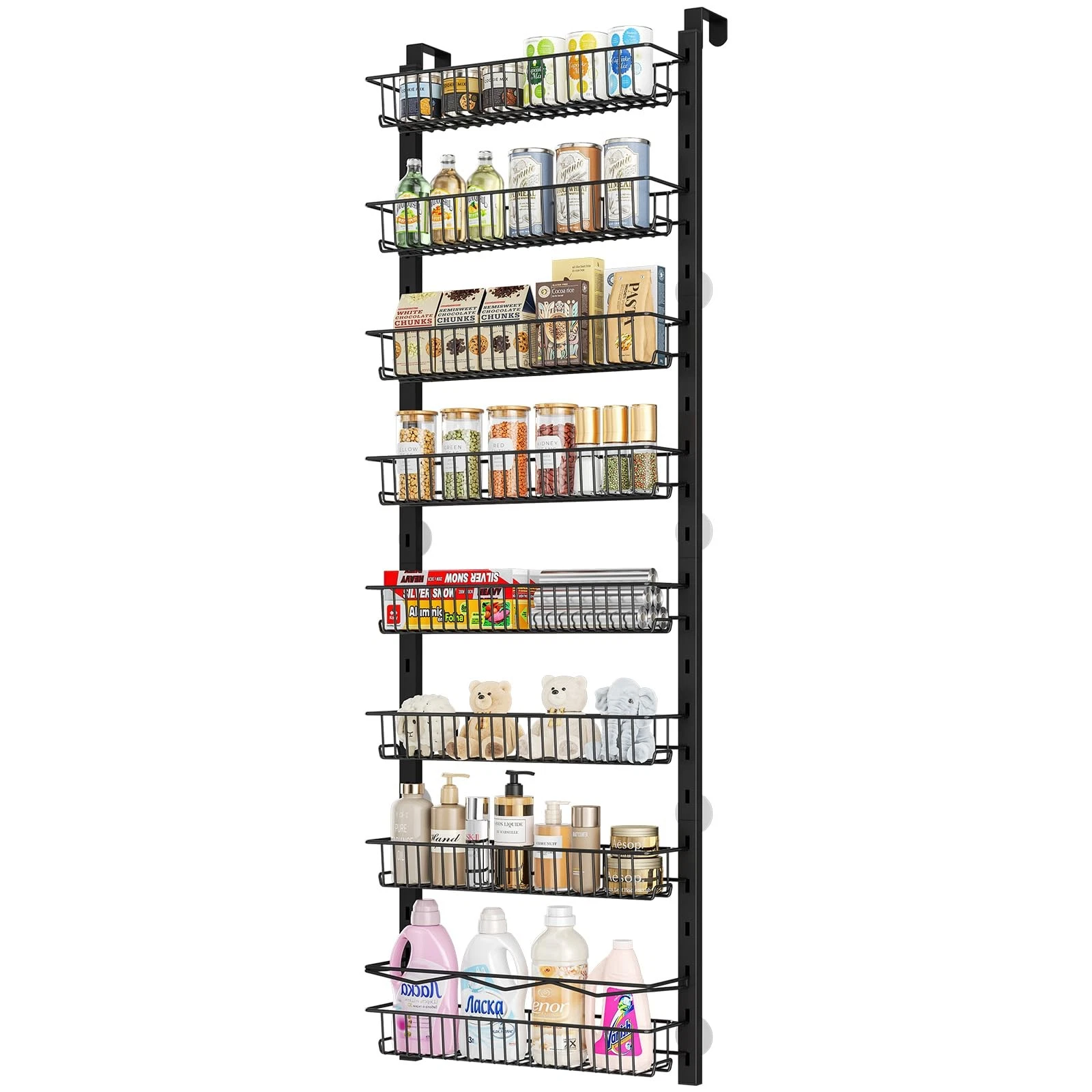 Over the Door Pantry Organizer, 8-Tier Adjustable Spice Rack Cabinet Door She...