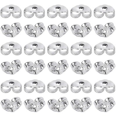 30Pcs/15 Pairs 925 Sterling Silver Earring Backs Replacement Secure Ear Locking,
