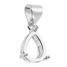 Blank Pendant Tray, 5 x 7 mm Drop-Shaped Bezel Tray Setting, Silver