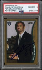 CHARLES WOODSON SIGNED RAIDERS 1998 TOPPS CHROME ROOKIE CARD PSA/DNA AUTO 10
