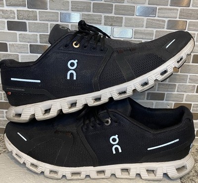 On Cloud 5 Men's Mesh Low Top Lace Up Athletic Sneakers Black/White Size 10.5