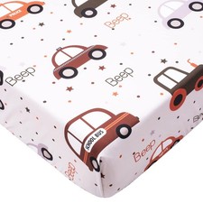 Cloele Fitted Crib Sheet - Baby Nursery 100 Polyester 1 52"x28", Car