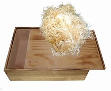 Cassetta Vino per 3 Bottiglie "Scatola Legno" (Compresa Lana di Legno) Cassapanca Legno Box Imballaggio 