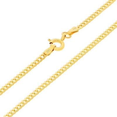 14K Yellow Gold 2mm Solid Curb Cuban Chain Link Mens Womens Necklace 22''