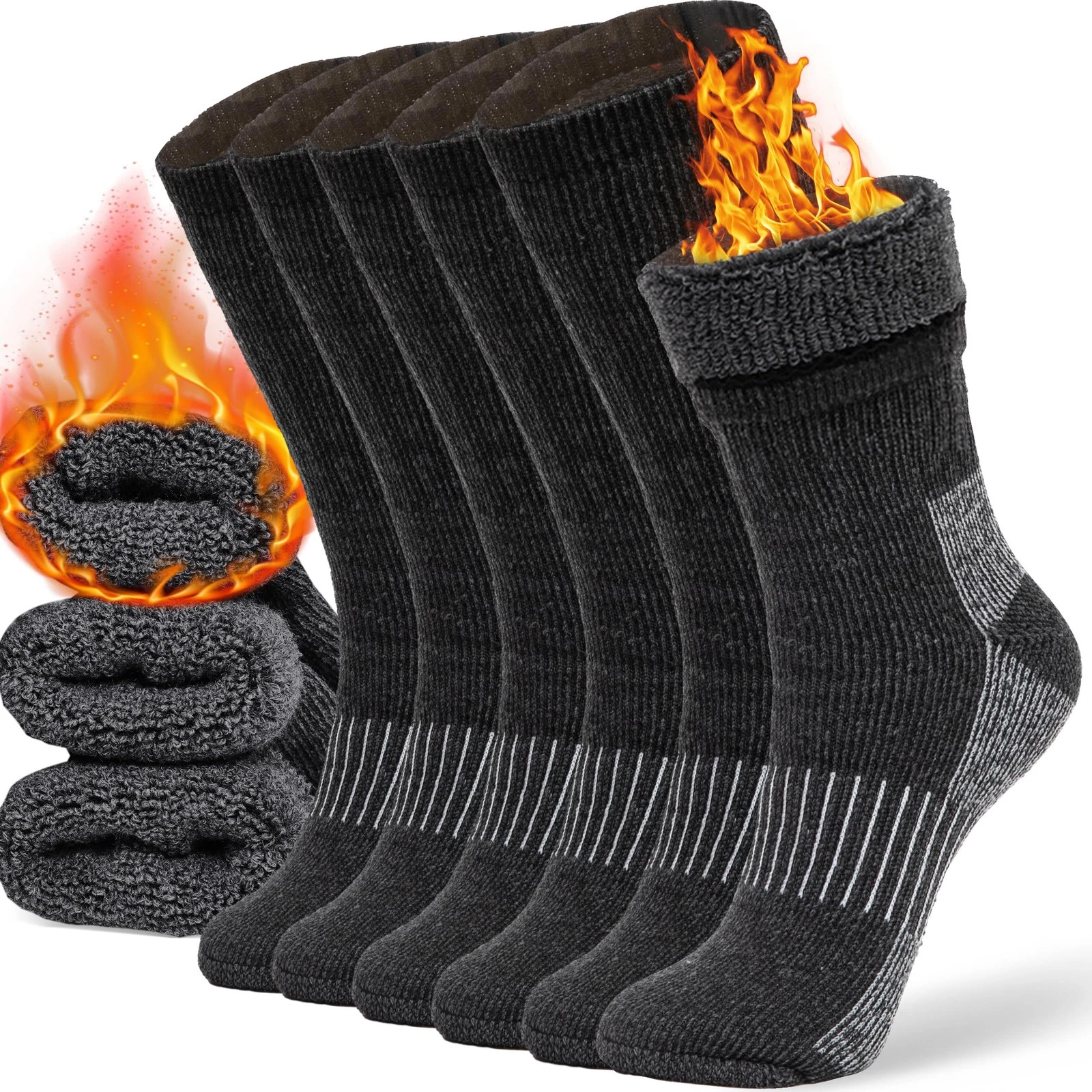COZIA Merino Wool Socks Casual Warm Socks for Winter Cozy Boot Socks for Men ...