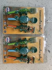 Constructive Eating 2 Silverware Sets Forks, Spoons, Pushers - NEW IN BOX