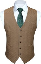 Men's Slim Fit V-Neck Tuxedo Vest Formal Waistcoat for Wedding Business Party